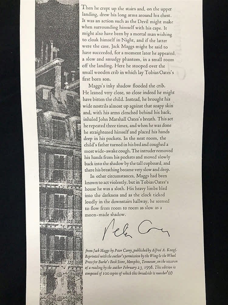 Peter (1776) Carey comparable auction result: peter carey signed broadside