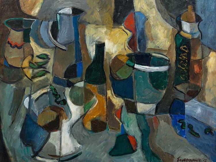 Eben van der Merwe comparable auction result: eben van der merwe sa born 1932 oil still life bottles signed dated 12 42 x 53