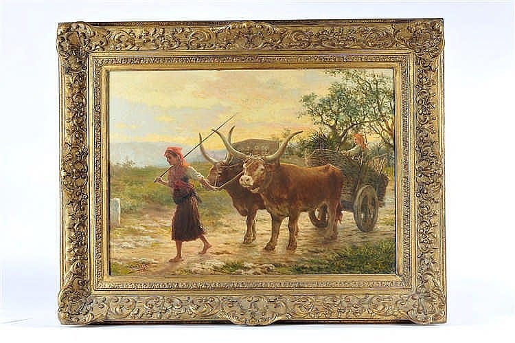 Ernesto Augusto Ferreira Condeixa comparable auction result: women from minho yoking a pair of oxen