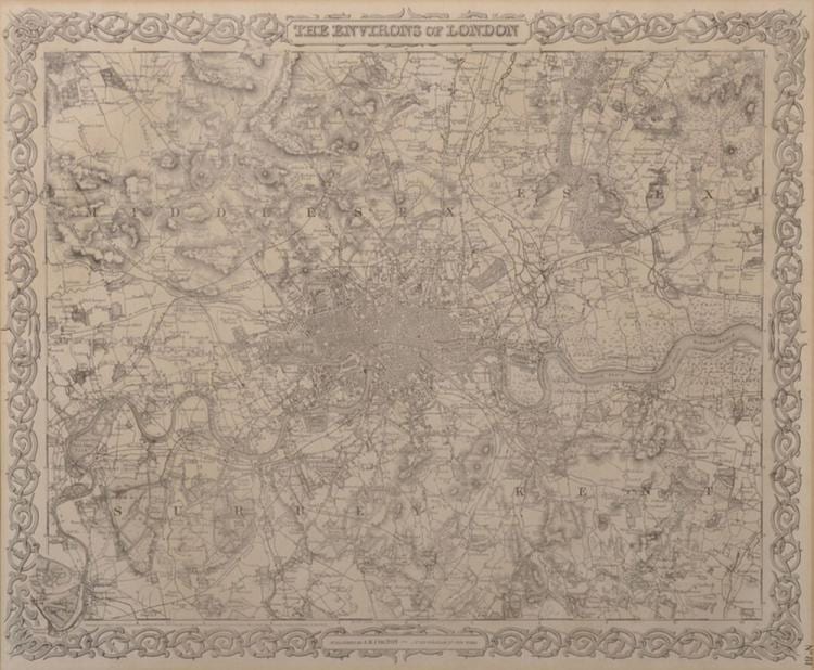 Joseph Hutchins Colton comparable auction result: joseph hutchins colton 1800 1893 american the environs of london map 13 x 15 75