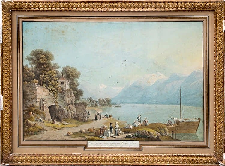 Johann Ludwig Aberli comparable auction result: johann ludwig aberli 1723 1786 vue prise aux environs de la tour eau fo