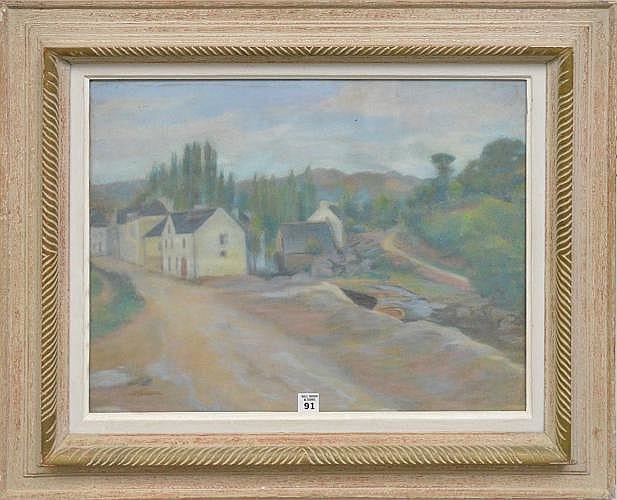 Henri Delavallée comparable auction result: henri delavall e french 1862 1943 pastel houses with country road sight size 18 x 22 inches