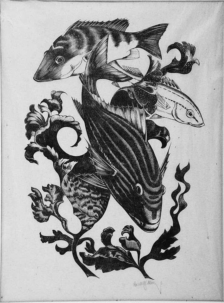 Robert (1889) Gibbings comparable auction result: robert gibbings 1889 1958 a bermudian fish wood engraving signed in p