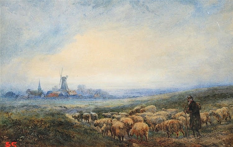 sydney goodwin 1867 1944 a shepherd driving a flock of sheep in a lands · Mallams · 2018-02-28 Sydney Goodwin comparable auction result: sydney goodwin 1867 1944 a shepherd driving a flock of sheep in a lands