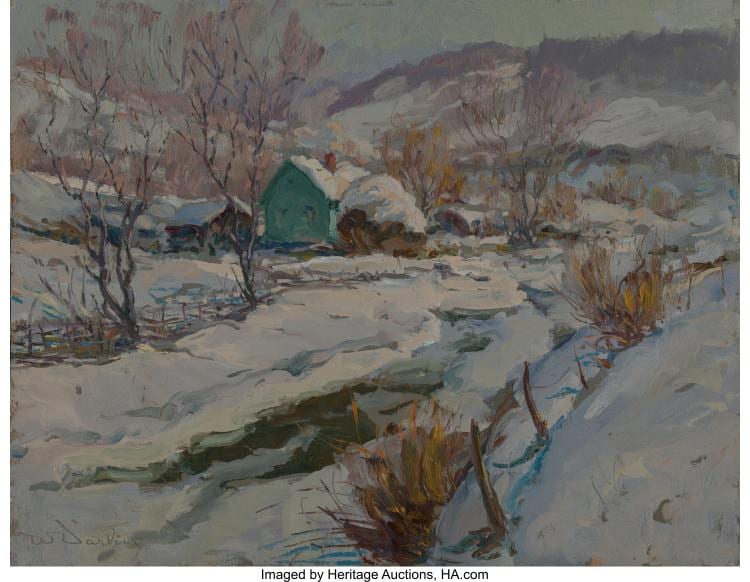 William S. Darling comparable auction result: william s darling american 1882 1963 the homestead oil on canvas laid on mas