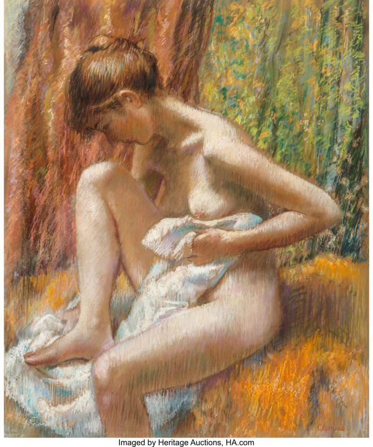 Paul Lewis Clemens comparable auction result: paul lewis clemens american 1911 1992 after the bath pastel on board 29 x 24