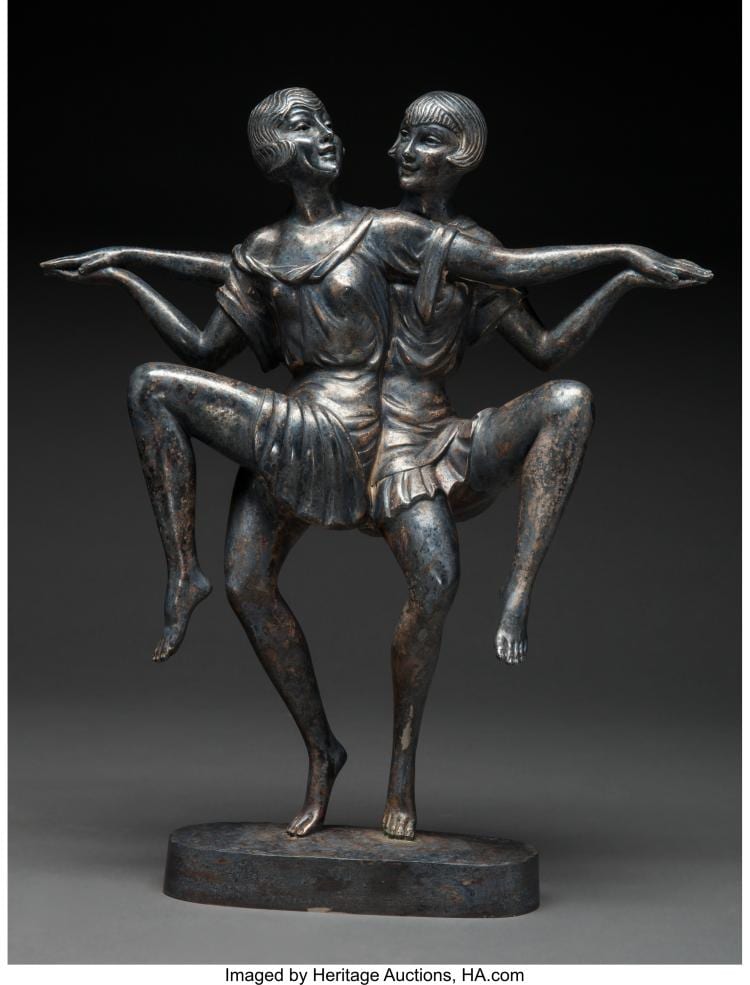ignacio gallo spanish 19th 20th century an art deco silvered bronze of two da · Heritage Auctions · 2018-03-11 Ignace Gallo comparable auction result: ignacio gallo spanish 19th 20th century an art deco silvered bronze of two da