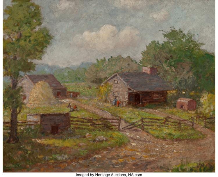 Roger Wilson Dennis comparable auction result: roger wilson dennis american 1902 1996 connecticut farm oil on canvas 16 x 20
