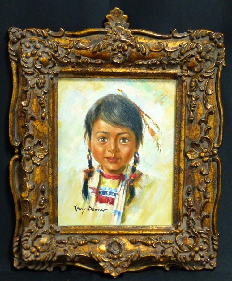 TROY DENTON OIL PAINTING ON CANVAS NATIVE AMERICAN sold by Antiques & Modern Auction Gallery, lot 170 — auction record photograph