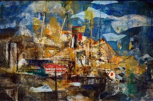 Essie Nangle comparable auction result: essie nangle 1915 2006 finger wharf 49 5 x 75cm