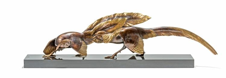 Georges Laurent comparable auction result: georges henri laurent 1880 1940 deux faisans preuve en bronze patine bichrome sign e ch laurent cachet de fondeur l 80 cm