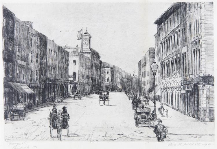 Flora Mitchell comparable auction result: flora mitchell 1890 1973 george st limerick 1921 pen and ink 25 x 35cm 9 x 13 signed inscribed with title and dated 1921