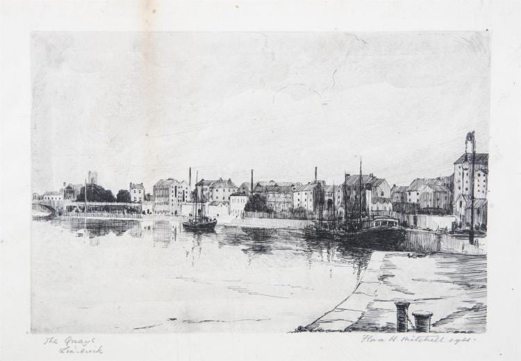 Flora Mitchell comparable auction result: flora mitchell 1890 1973 the quays limerickpen and ink 25 x 33 5cm 9 x 13 signed inscribed with title and dated 1921