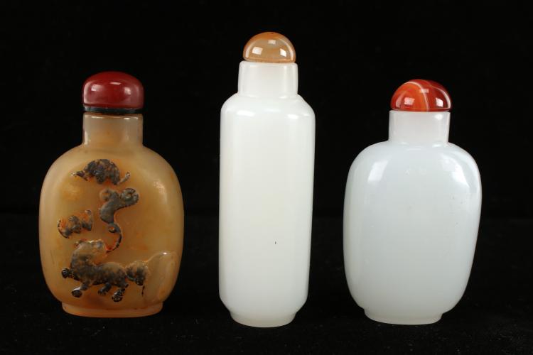 THREE SNUFF BOTTLES sold by Converse Auctions, lot 60 — auction record photograph