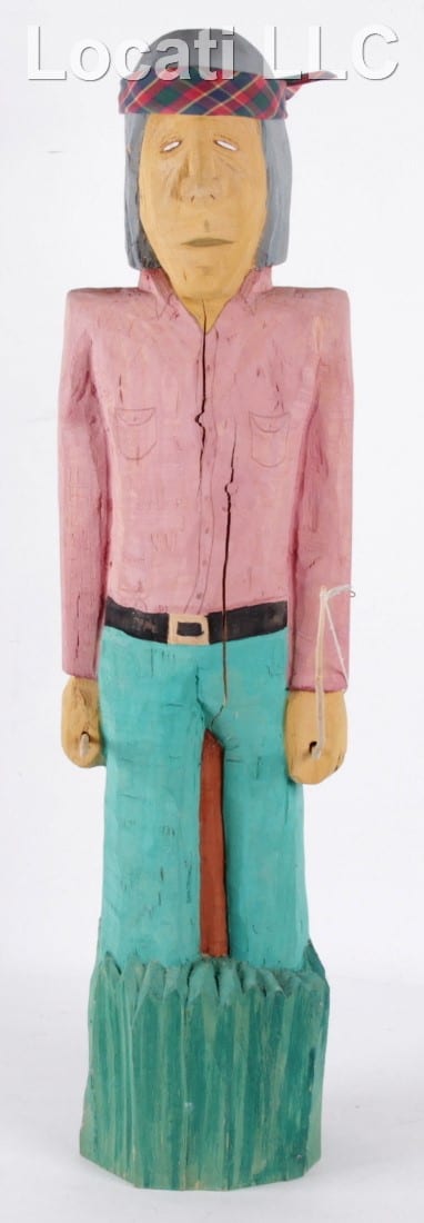 Johnson Antonio comparable auction result: johnson antonio native american b 1931 large wood carving man with bow and arrow