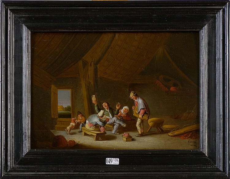 huile sur panneau de ch ne sc ne de boisson dans un int rieur sign en bas droite co mahu et dat 1646 ecole flamande dim 23 5x34cm · Vanderkindere · 2018-03-27 Cornelis (1613) Mahu comparable auction result: huile sur panneau de ch ne sc ne de boisson dans un int rieur sign en bas droite co mahu et dat 1646 ecole flamande dim 23 5x34cm