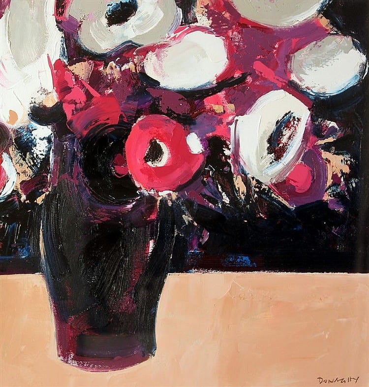 Paul Donaghy comparable auction result: paul donaghy purple floral in dark vase