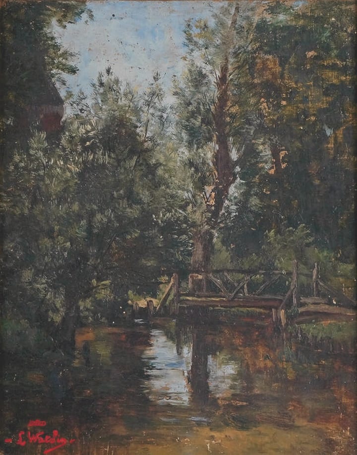 Louis Victor Watelin comparable auction result: louis watelin 1838 1907 le petit pont huile sur panneau sign e du ca