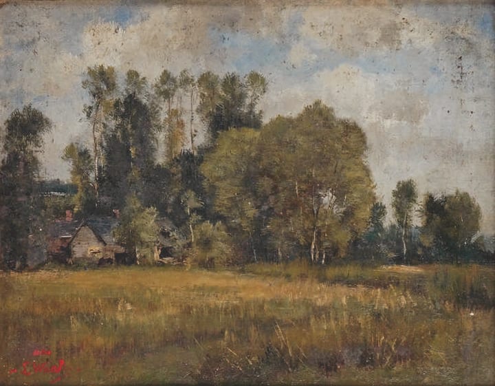 Louis Victor Watelin comparable auction result: louis watelin 1838 1907 petite maison pr s de l tang huile sur pann