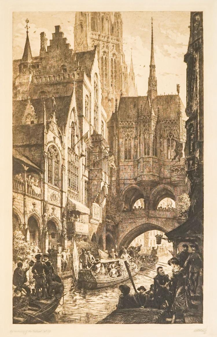 Axel Herman Haig (1835 - 1921) Large Etching sold by Grant Zahajko Auctions, LLC, lot 63 — auction record photograph