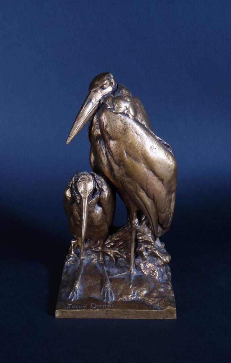 Josué Dupon comparable auction result: sculpture couple of marabouts in golden patina bronze signed dupon josue