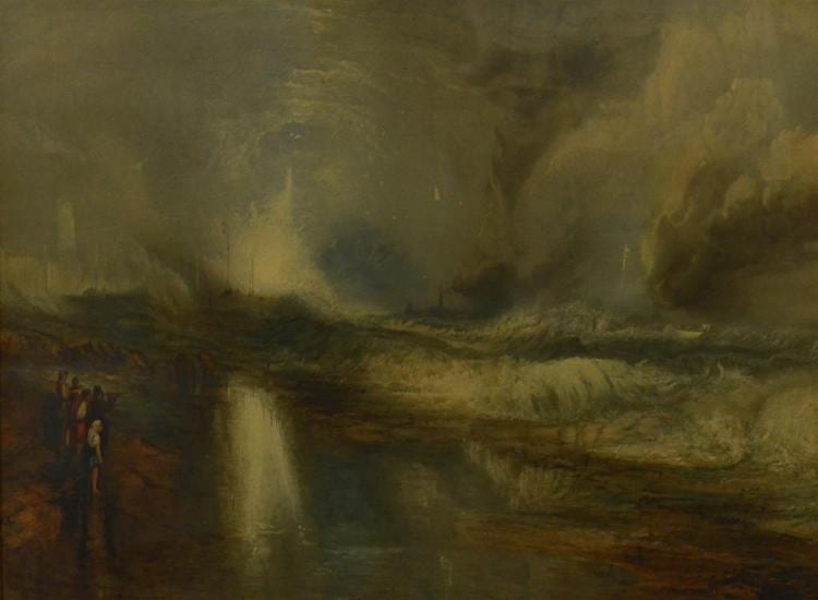 Robert Carrick after JMW Turner, lithograph "The Blue Lights", published 1852, color lithograph on paper, signed in plate, gilt wood... sold by William Bunch Auctions & Appraisals, lot 3175 — auction record photograph