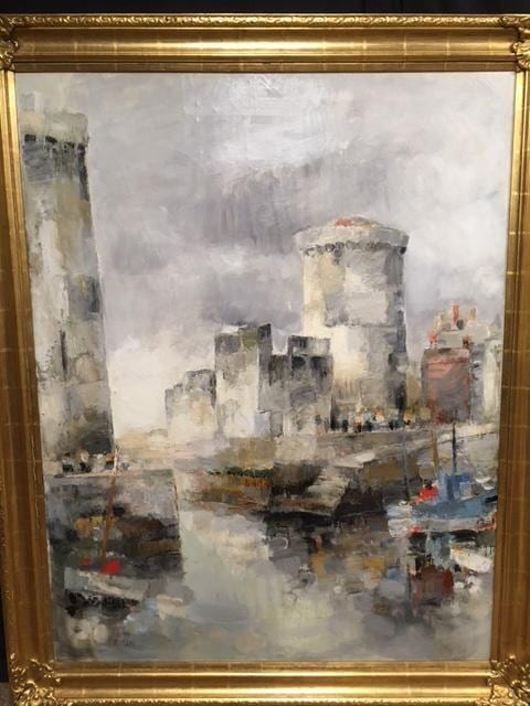 Louis Rosan comparable auction result: louis rosan french b 1926 les tours de la rochelle oil on canvas