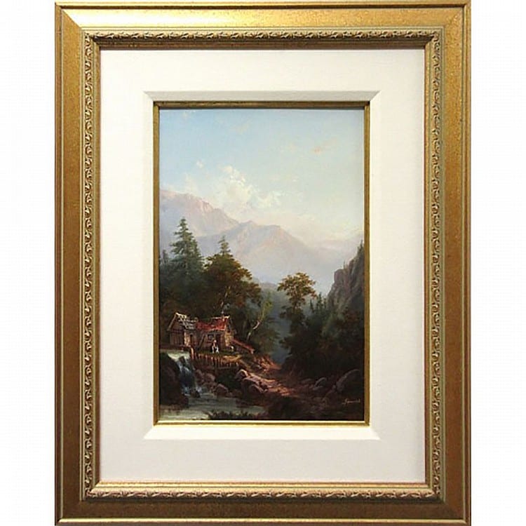 Alexander Francois Loemans comparable auction result: alexander francois loemans canadian 1818 1894 mother child outside cottage by waterfall oil on board signed lower right 18 x 12 in 45 7 x 30 5 cm