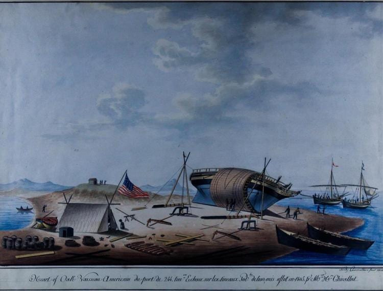 Nicholas Cammillieri comparable auction result: nicholas cammillieri american 1768 1828 heart of oak watercolor on laid paper 17 3 4 x 24 in sight