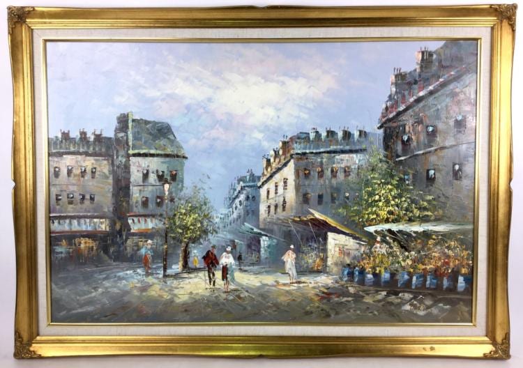 Caroline C. Burnett Oil On Canvas Paris Street sold by EJ'S Auction & Appraisal, lot 1421 — auction record photograph