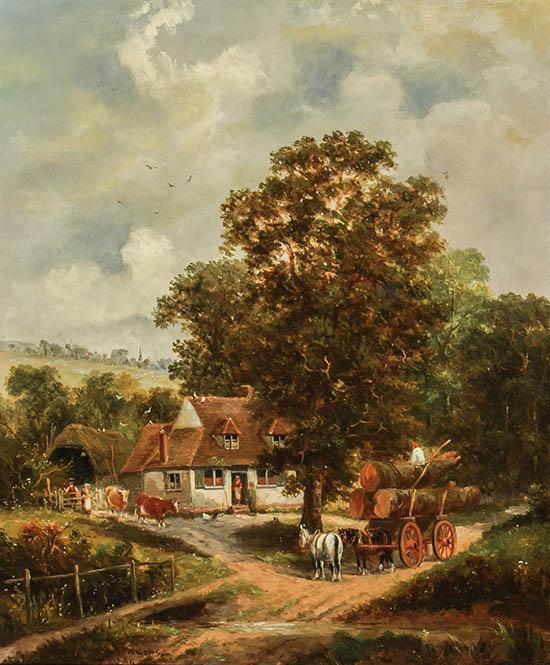 Auction comp thumbnail for William Meadows (British fl. 1861-1895), Rural Landscape with Cottage, Oil on Canvas, 30 x 25 inches (Weschler's, Lot 702)
