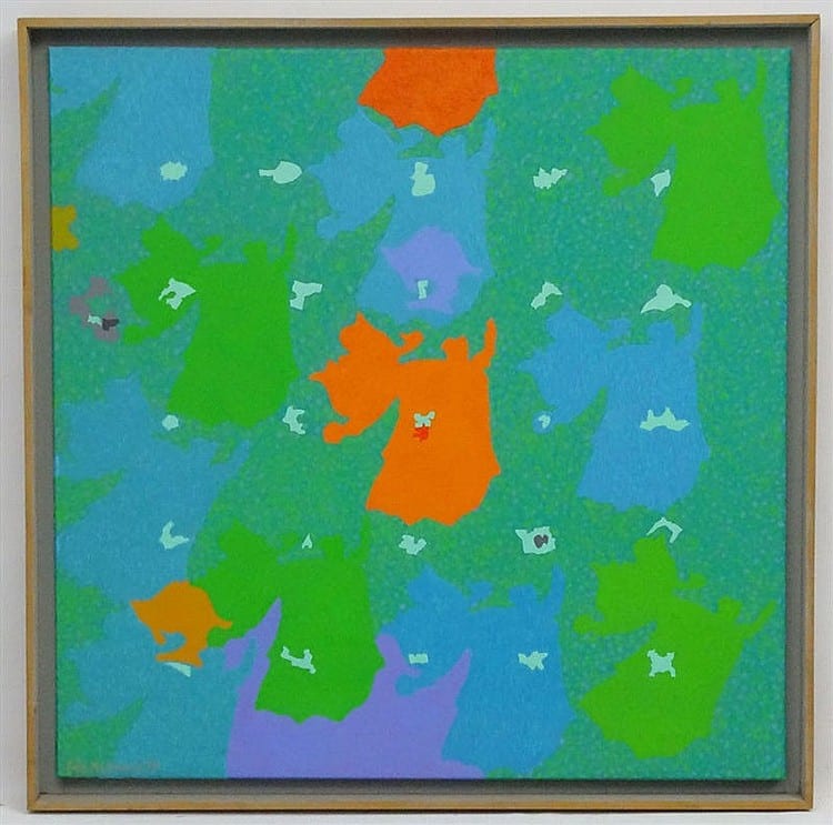 Eric Malthouse comparable auction result: eric malthouse 1914 1997 acrylic on canvas elegy for fun seven 1975