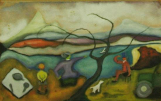 Elizabeth Vassilieff comparable auction result: elizabeth vassilieff 1917 2007 picnic at the lookout 1950 watercolour on paper 30 x 45 cm signed lower right vasilieva