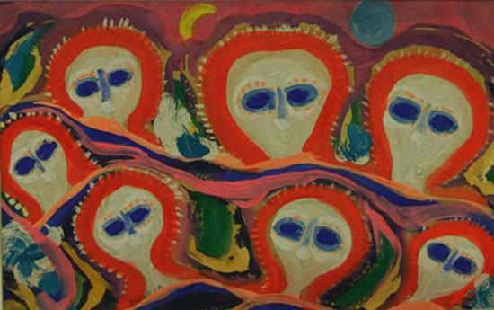 Elizabeth Vassilieff comparable auction result: elizabeth vassilieff 1917 2007 spirit figures gouache on paper 30 x 45 cm signed lower left vasilieva