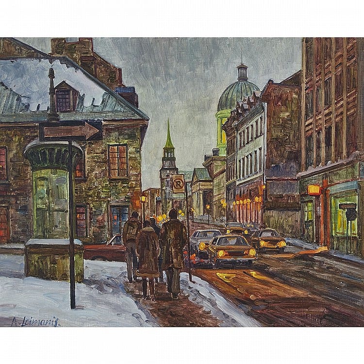 Andris Leimanis comparable auction result: andris leimanis it s getting dark oil on masonite 15 75 ins x 20 ins 40 cms x 50 8 cms