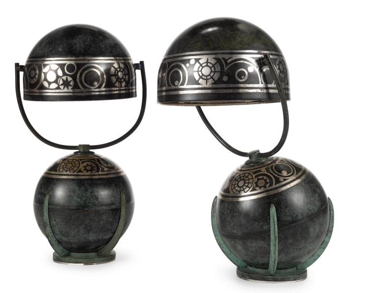 Félix Aublet comparable auction result: f lix aublet pair of boule table lamps