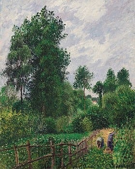 Camille Pissarro (1830-1903) - Paysage avec peupliers, temps gris, Eragny comparable sale