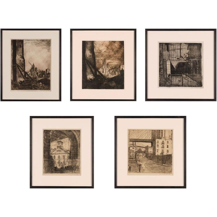 James Henry Daugherty comparable auction result: james henry daugherty new york city views five etchings