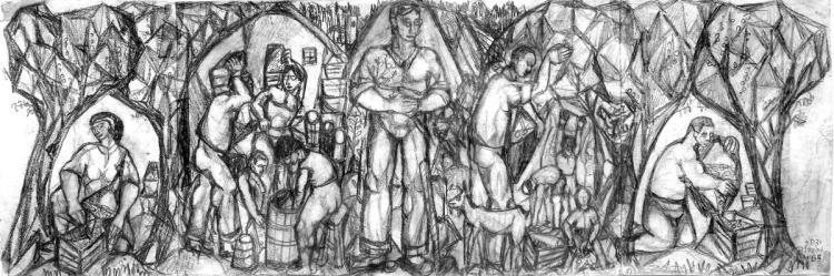 Yitzhak Greenfield comparable auction result: yitzhak greenfield b 1932 olive harvest 1953