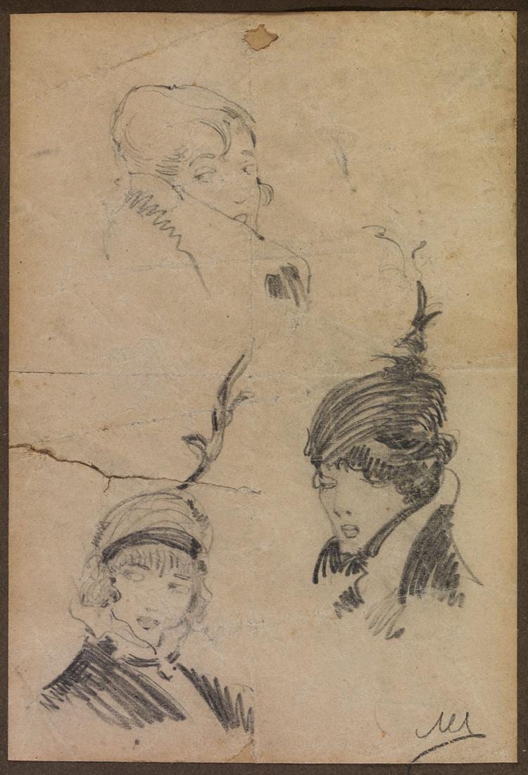Nikolaos Lytras comparable auction result: nikolaos lytras greek 1883 1927 three female heads