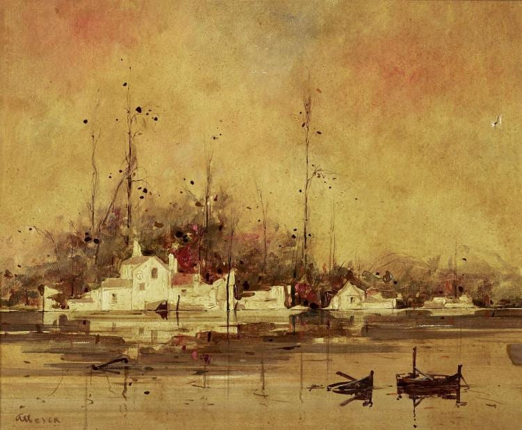 Christophe Meyer comparable auction result: christophe meyer n en 1958 les barques huile sur toile