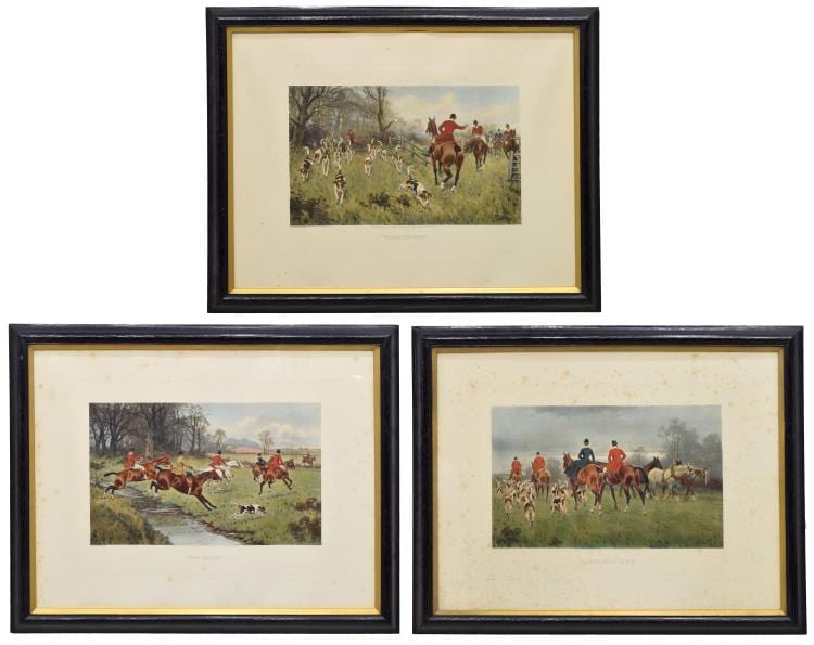 Gilbert S. Wright comparable auction result: 3 fox hunt lithographs after gilbert s wright