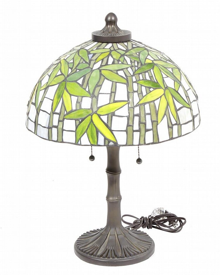 Reproduction TIFFANY Lamp, Bamboo Model sold by Peachtree & Bennett, lot 57 — auction record photograph