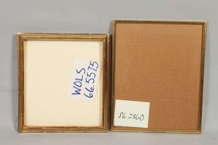 PICTURE FRAMES (20th century). GROUP LOT OF FOUR, gold leaf; formerly framed works by Elie Nadelman, Olga Hirshhorn, Morris Graves, and sold by Sloans & Kenyon, lot 252 — auction record photograph