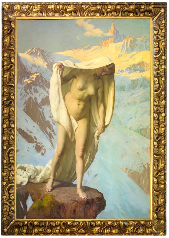 Cesare Viazzi comparable auction result: cesare viazzi 1857 1943 mountain spirit oil on canvas 219 x 160 cm