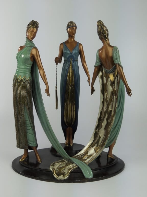 ERTE "THREE GRACES" COLD PAINTED BRONZE SCULPTURE sold by Elite Auctioneers, LLC, lot 101 — auction record photograph