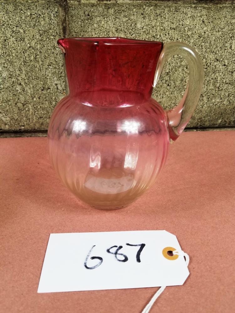 VINTAGE AMBERINA CLEAR GLASS PITCHER sold by Simonetta Auction Service, lot 687 — auction record photograph