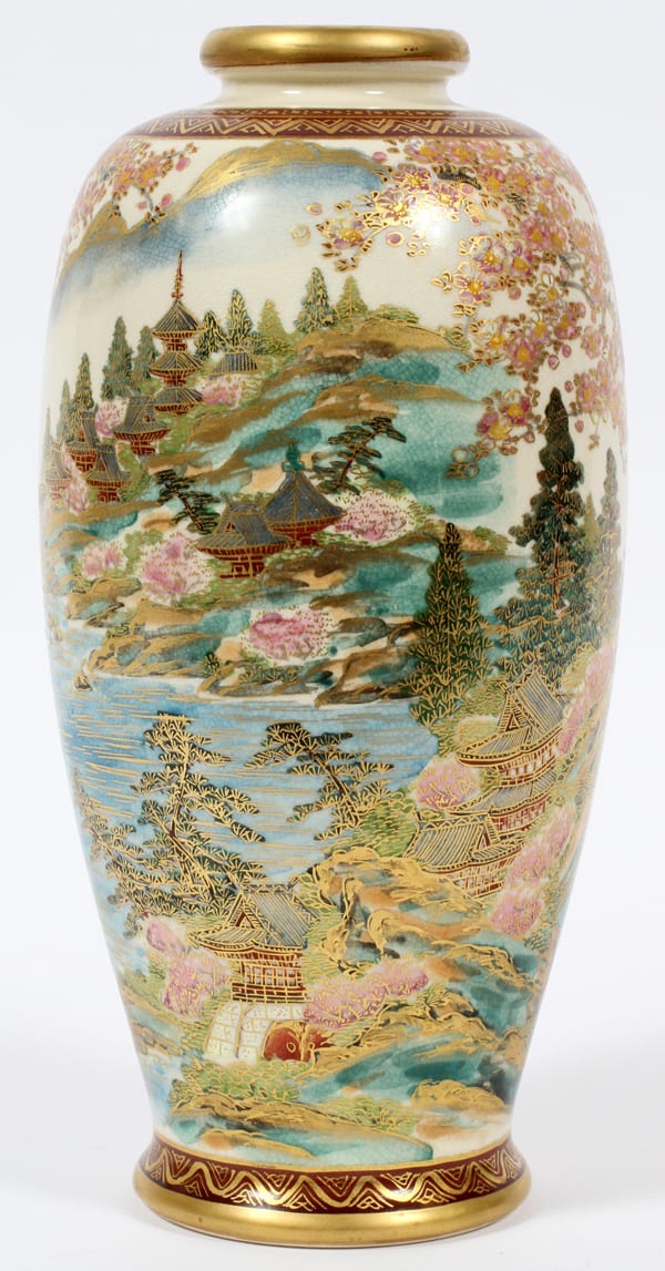 JAPANESE SATSUMA EARTHENWARE VASE sold by DuMouchelles, lot 1104 — auction record photograph