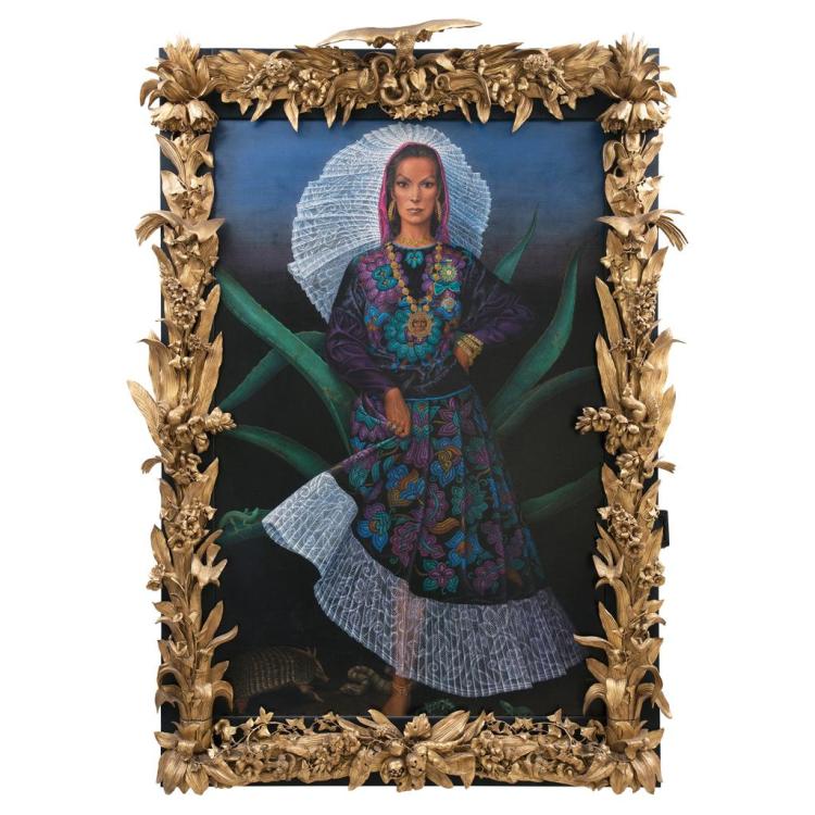 Antoine Tzapoff comparable auction result: antoine tzapoff retrato de mar a f lix vestida de tehuana signed and dates 1991 1992 acrylic on canvas 220 x 156 cm 86 6 x 61