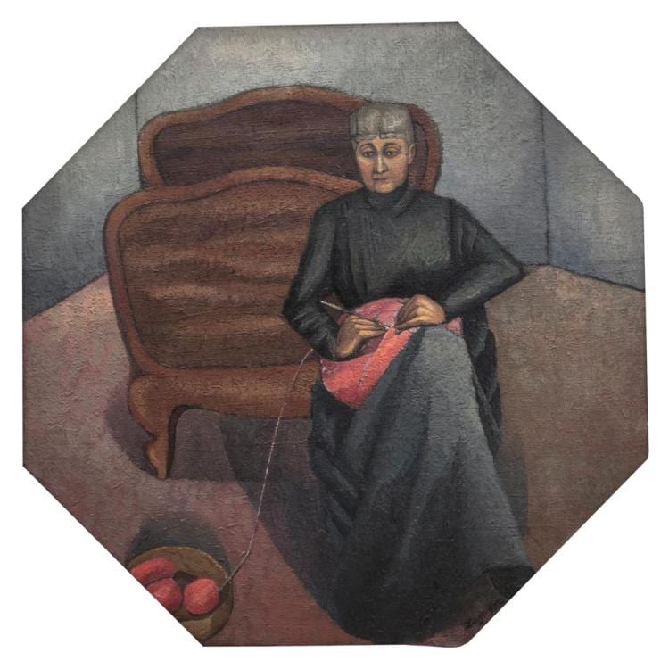 Agustín Lazo comparable auction result: agust n lazo retrato de mi madre signed and dated 922 oil and encaustic paint on canvas 41 5 x 41 5 cm 16 3 x 16 3 inches